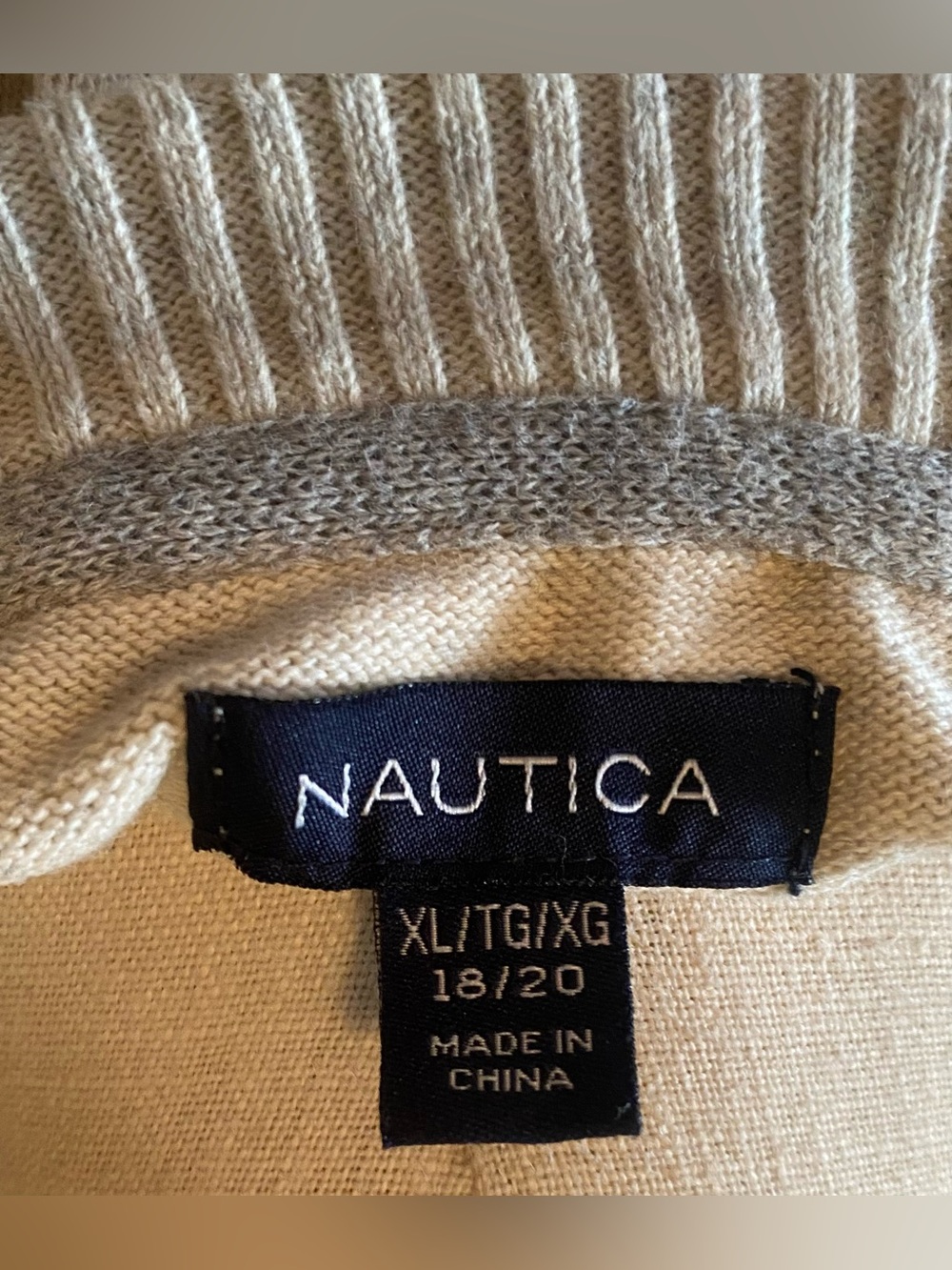 Nautica Cream Crewneck Sweater with Subtle Front Anker - Picture 4 of 5
